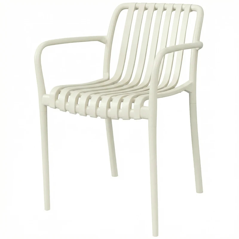 Nancy's Sistiana Tuinstoelen - Set van 4 - Terrasstoelen - Buitenstoelen - Crèmewit - Kunststof
