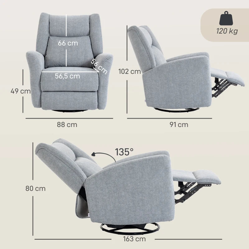 Nancy's Sporminore Relaxfauteil - Loungestoel - Relaxstoel - Verstelbaar - Grijs - Stof