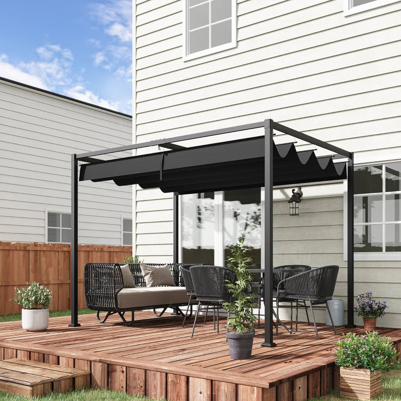 Nancy's Strove Pergola - Tuinpaviljoen - Zonwering - UV-Bestendig Zonnedak - Zwart - ± 300 x 215 x 220 cm