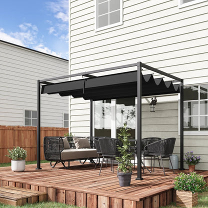 Nancy's Strove Pergola - Tuinpaviljoen - Zonwering - UV-Bestendig Zonnedak - Zwart - ± 300 x 215 x 220 cm