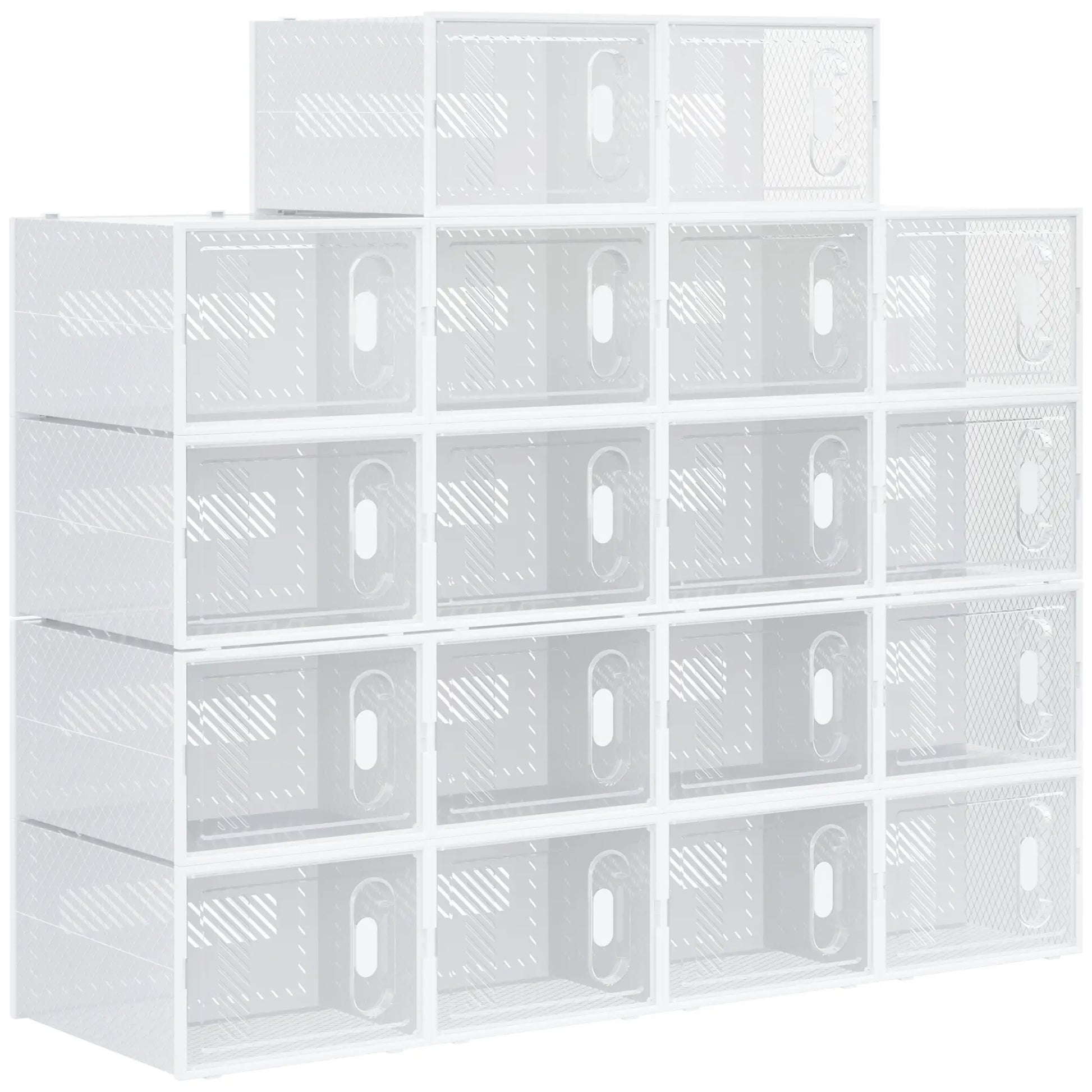 Nancy's Clusone Opbergbox - Opbergdoos - Schoenendozen - Stapelbaar - Transparant / Wit