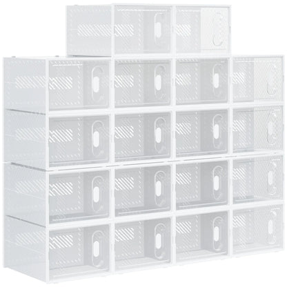 Nancy's Clusone Opbergbox - Opbergdoos - Schoenendozen - Stapelbaar - Transparant / Wit
