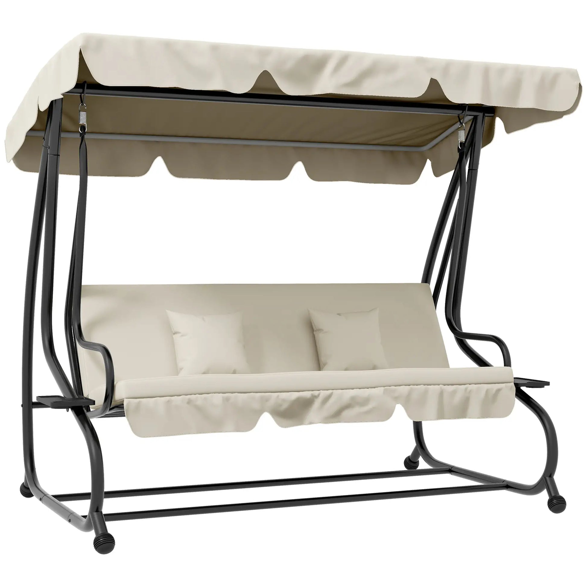 Nancy's Cordignano Schommelbank - Tuinschommel - Hollywood Schommel met zonnekap - Roomwit - ± 200 x 120 x 165 cm