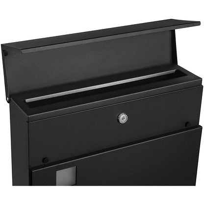 Nancy's Fordwich Letterbox - Wall letterbox - Wall mounting - Lockable - Newspaper compartment - Black - Metal - 37 x 10.5 x 37 cm