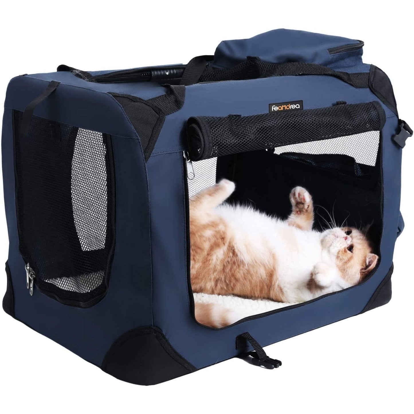 Nancy's Cat Box - Transport Box Car - Boîte de transport pour chat - Boîte pour chat pliable - Bleu foncé 60x40x40 cm