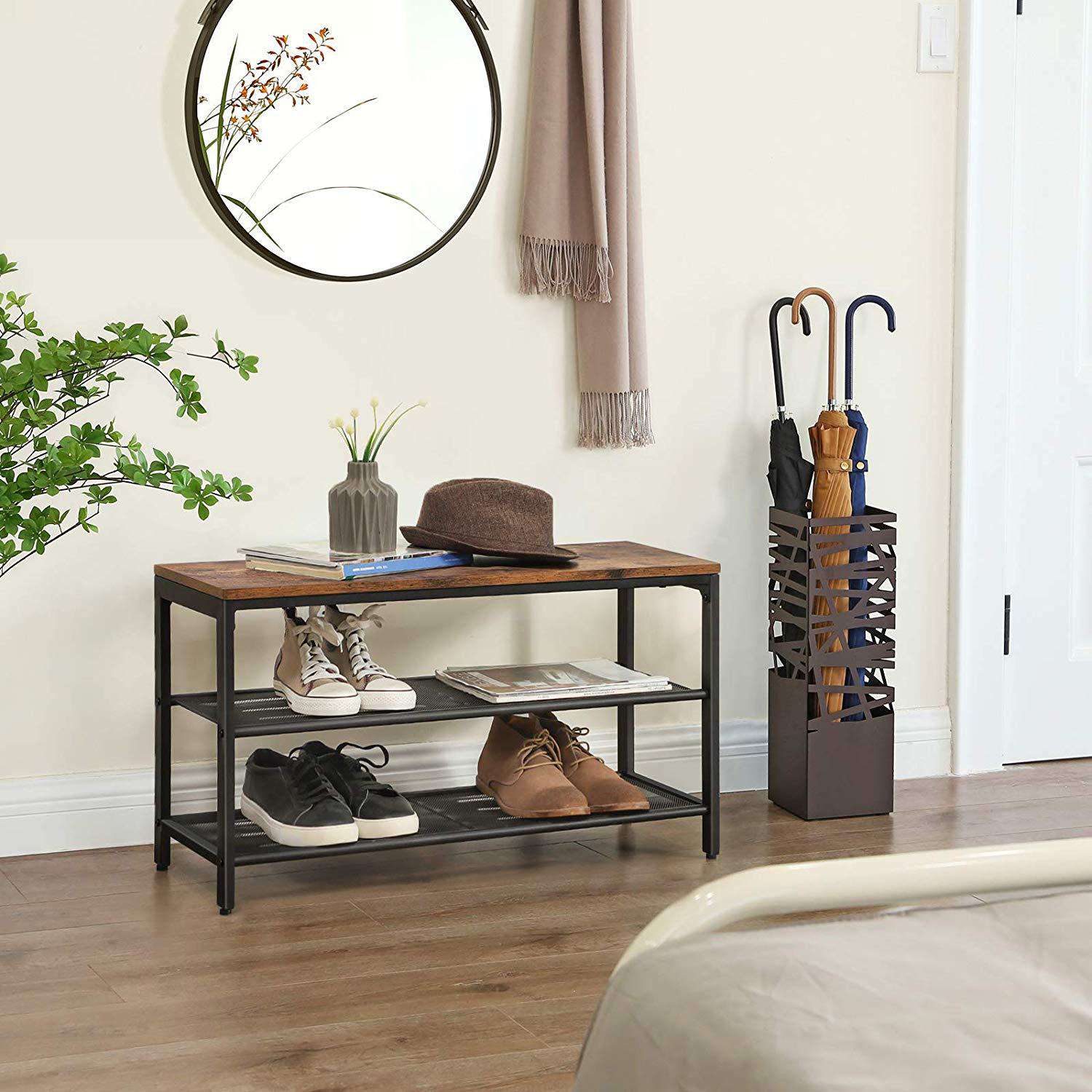 Nancy's Camarate Schoenenkast - Schoenenrek - Schoenenbank - Bruin - ± 80 x 30 x 45 cm
