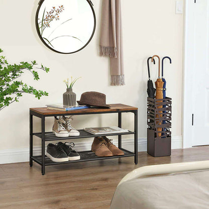 Nancy's Shoe Cabinet - Shoe Rack - Shoe Bench - Rustic Brown - Industrial - 80 x 30 x 44.5 cm