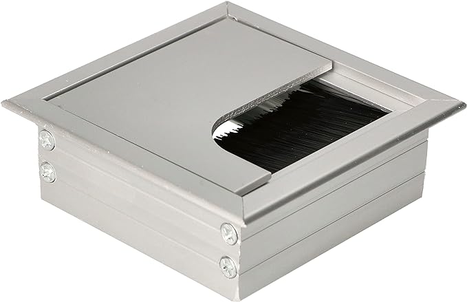 Eleganca Entrée de câble en aluminium pour bureau 8x8 cm Noir Mat