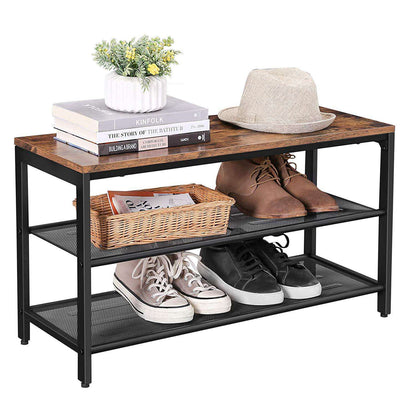 Nancy's Shoe Cabinet - Shoe Rack - Shoe Bench - Rustic Brown - Industrial - 80 x 30 x 44.5 cm