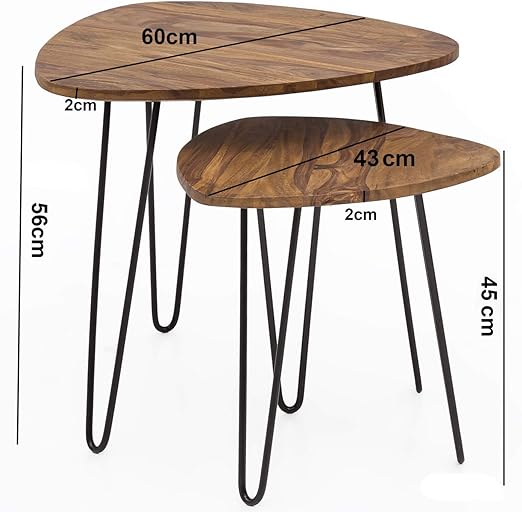 Nancy's Nesttafels -Massief - Houten Bijzettafels - 60 x 56 x 60 cm