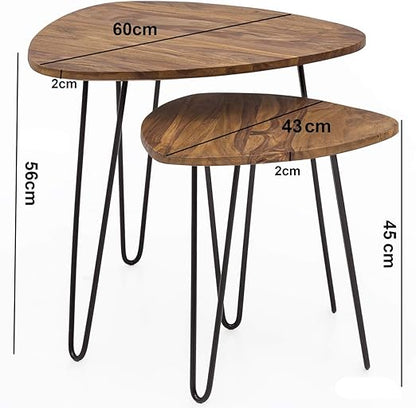 Nancy's Nesttafels -Massief - Houten Bijzettafels - 60 x 56 x 60 cm