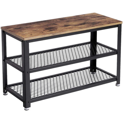 Nancy's Almancil Schoenenrek - Schoenenbank - Opbergbank - Vintage Bruin / Zwart - ± 70 x 45 x 30 cm