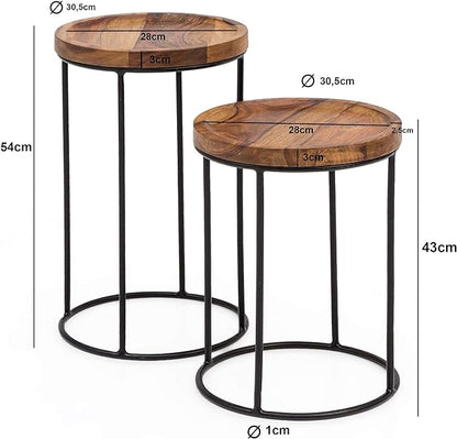 Tables d'appoint de Nancy - Tables gigognes en bois massif - Marron - 30,5 x 54 x 30,5 cm