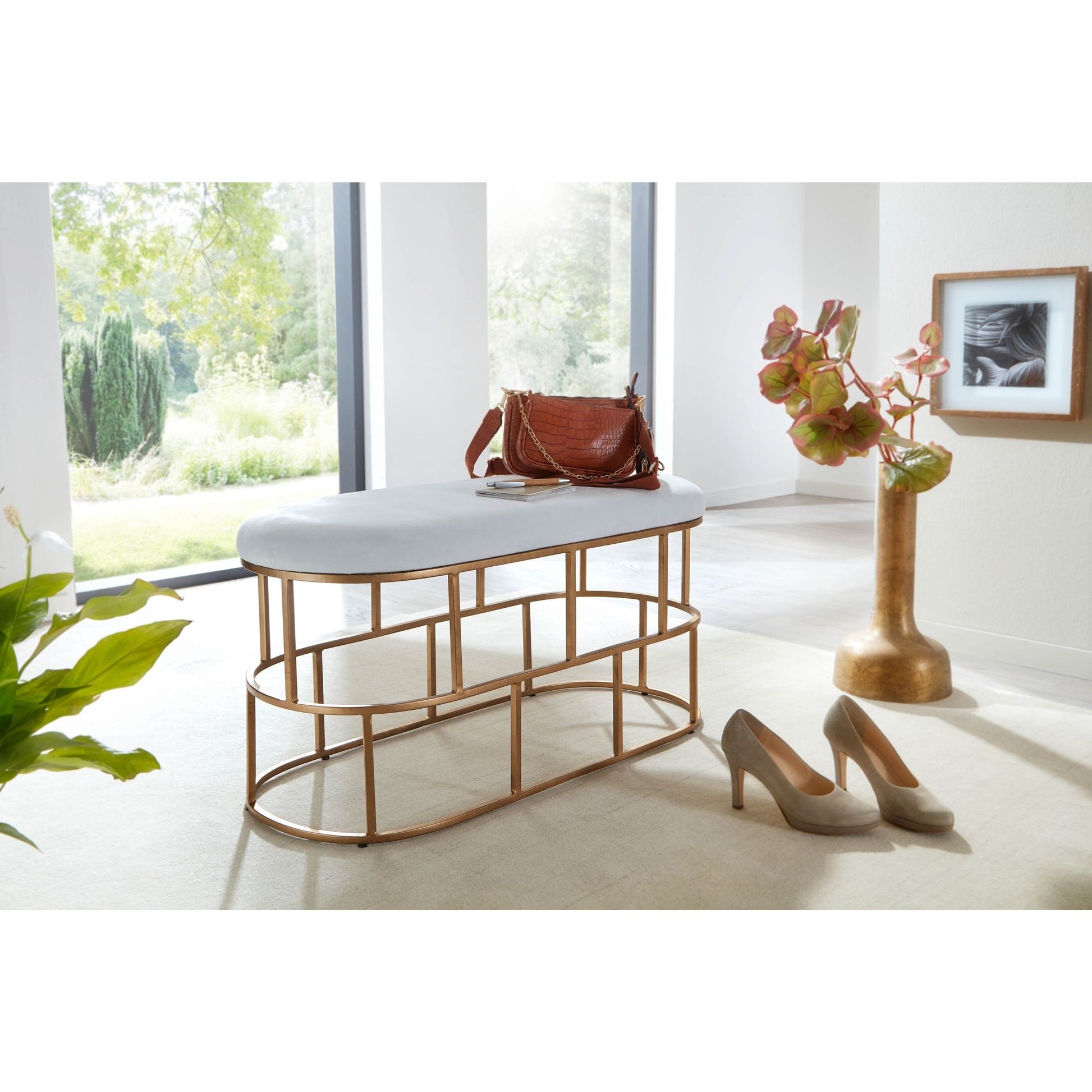 Nancy's Evos Gangbank - Zitbank - Decoratie Bank - Wit / Goud - Fluweel