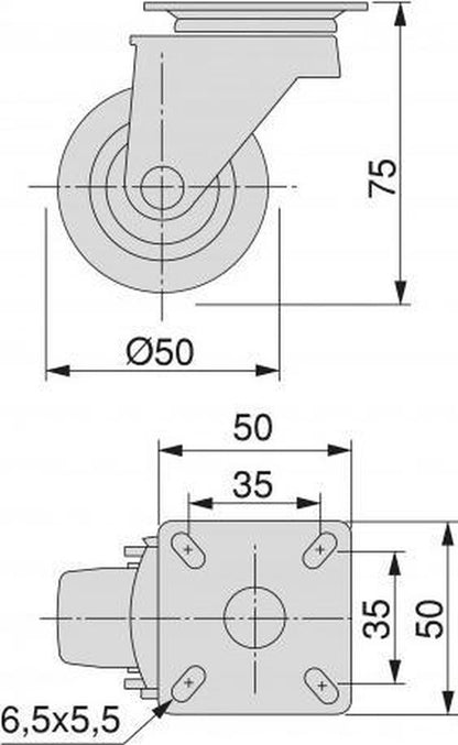 Roulettes robustes de Nancy Roues de transport 50 mm lot de 4 Gris