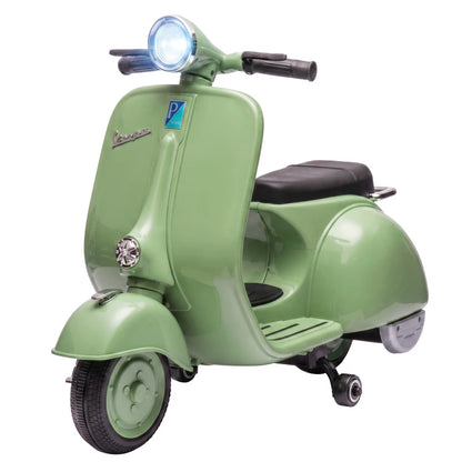 Nancy's Tolmezzo Elektrische Vespa voor Kinderen - Muziek en LED-koplamp - Afneembare zijwieltjes - Groen