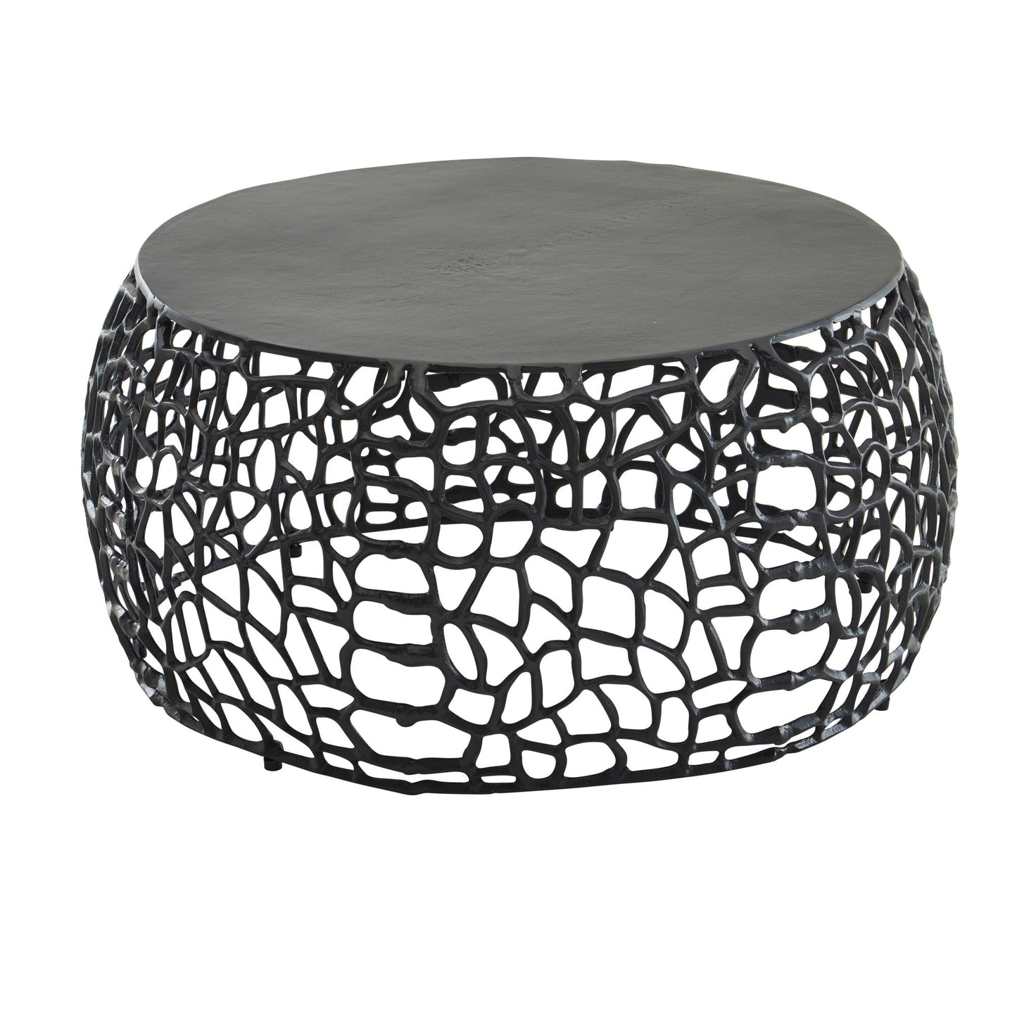 Nancy's Loivos Salontafel - Koffietafel - Bijzettafel - Zwart - Aluminium - ± Ø 65 x 30 cm
