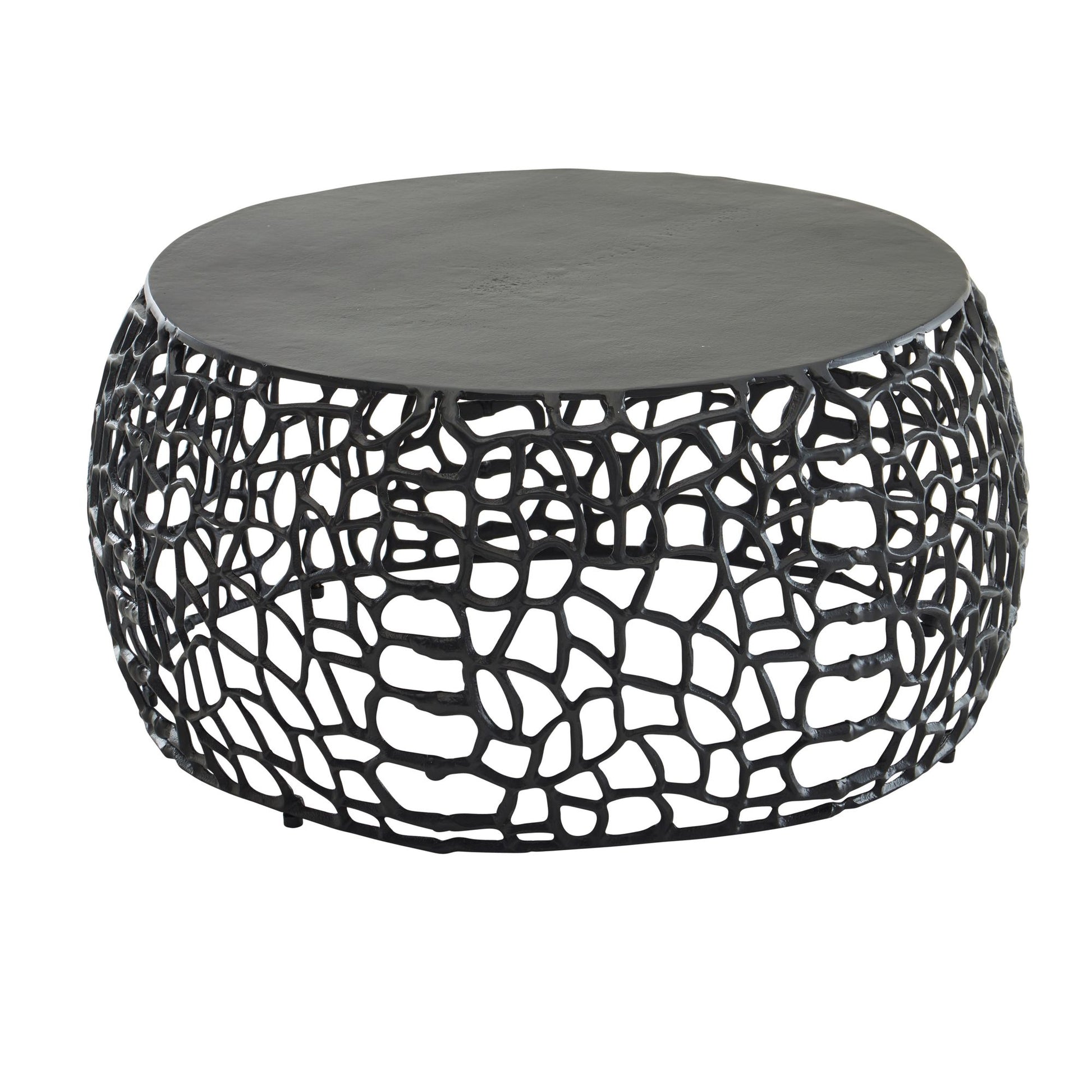 Nancy's Loivos Salontafel - Koffietafel - Bijzettafel - Zwart - Aluminium - ± Ø 65 x 30 cm