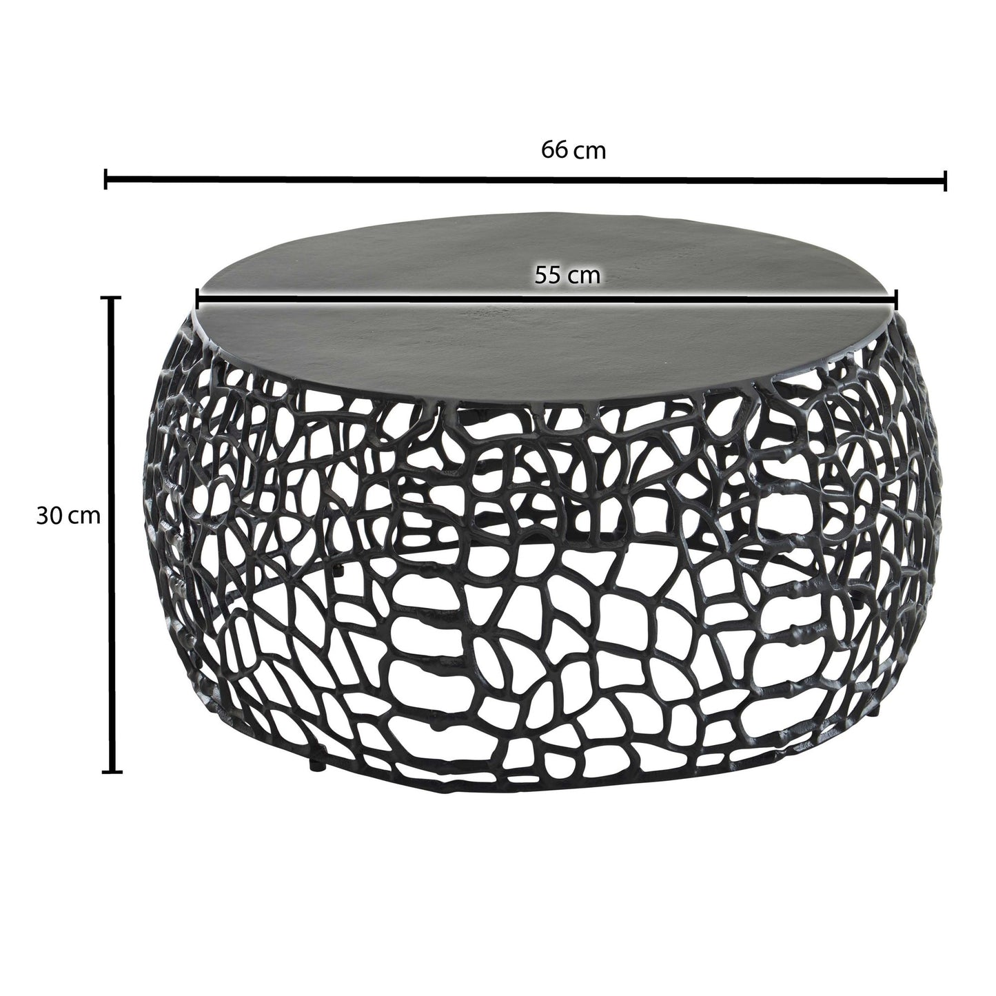 Nancy's Loivos Salontafel - Koffietafel - Bijzettafel - Zwart - Aluminium - ± Ø 65 x 30 cm