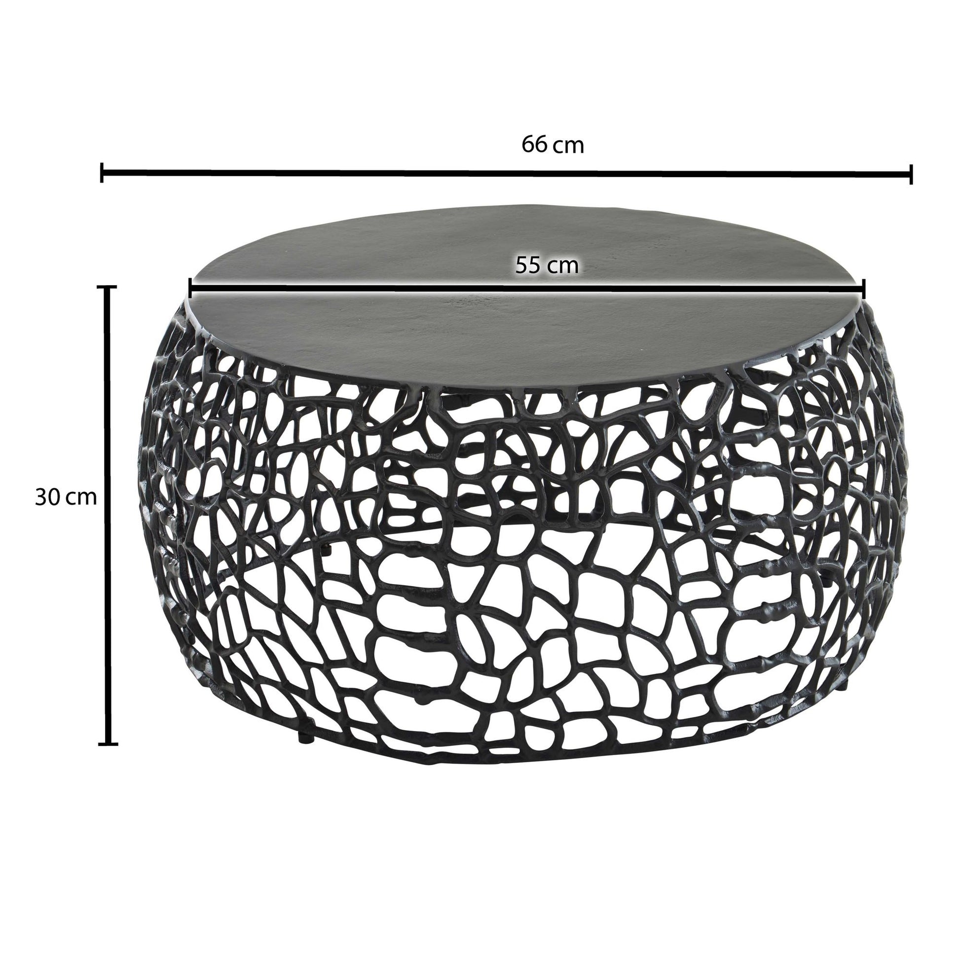 Nancy's Loivos Salontafel - Koffietafel - Bijzettafel - Zwart - Aluminium - ± Ø 65 x 30 cm