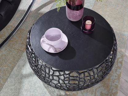 Nancy's Loivos Salontafel - Koffietafel - Bijzettafel - Zwart - Aluminium - ± Ø 65 x 30 cm