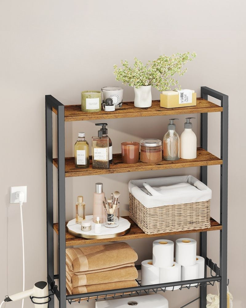 Nancy's Preci Toiletkast - Toiletmeubel - Toiletrek - Vintage Bruin - ± 60 x 25 x 175 cm