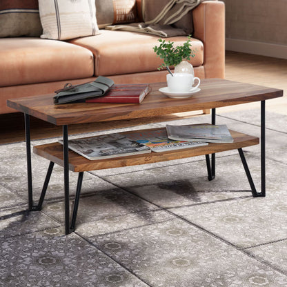 Nancy's Urbania Salontafel - Koffietafel - Massief Sheeshamhout / staal - 90 x 50 x 40 cm