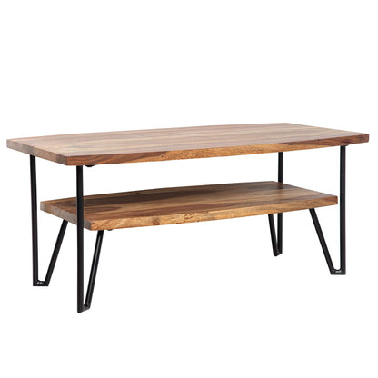 Nancy's Urbania Salontafel - Koffietafel - Massief Sheeshamhout / staal - 90 x 50 x 40 cm