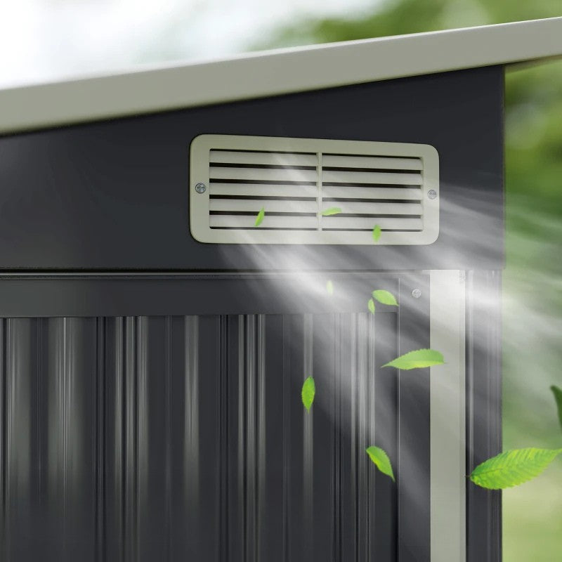 Nancy's Prunetto Opbergschuur - Tuinschuur - Gereedschapsschuur - Grijs - Staal - ± 235 x 130 x 163/185 cm