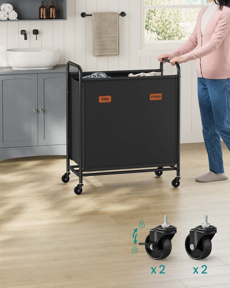 Nancy's Gragnano Wasmand - Wasbox - Wassorteerder - 2 Vakken - Zwart - 140 Liter