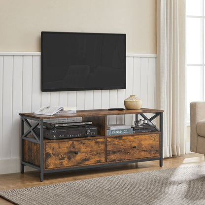 Meuble TV Nancy's Guildford - Meuble TV - Table TV - Industriel - Noir - Marron - 120 x 40 x 50 cm