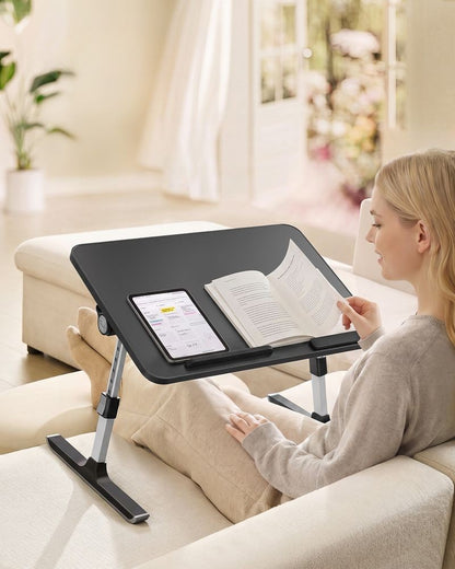 Nancy's Tignale Laptoptafel - Laptopstandaard - Bedtafel - In Hoogte Verstelbaar - Zwart