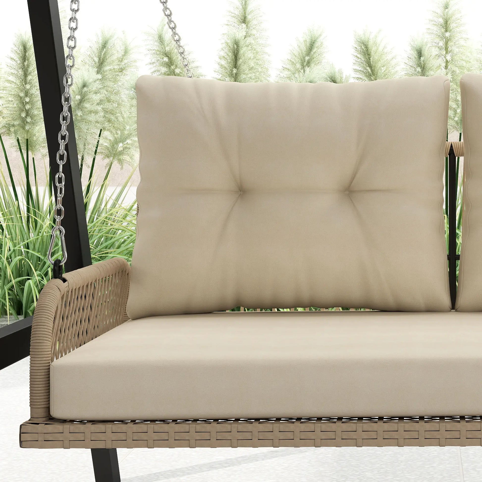 Nancy's Corciano Schommelbank - Tuinschommel - Hollywood schommel - Hout / Beige - ± 1150 x 65 x 45 cm