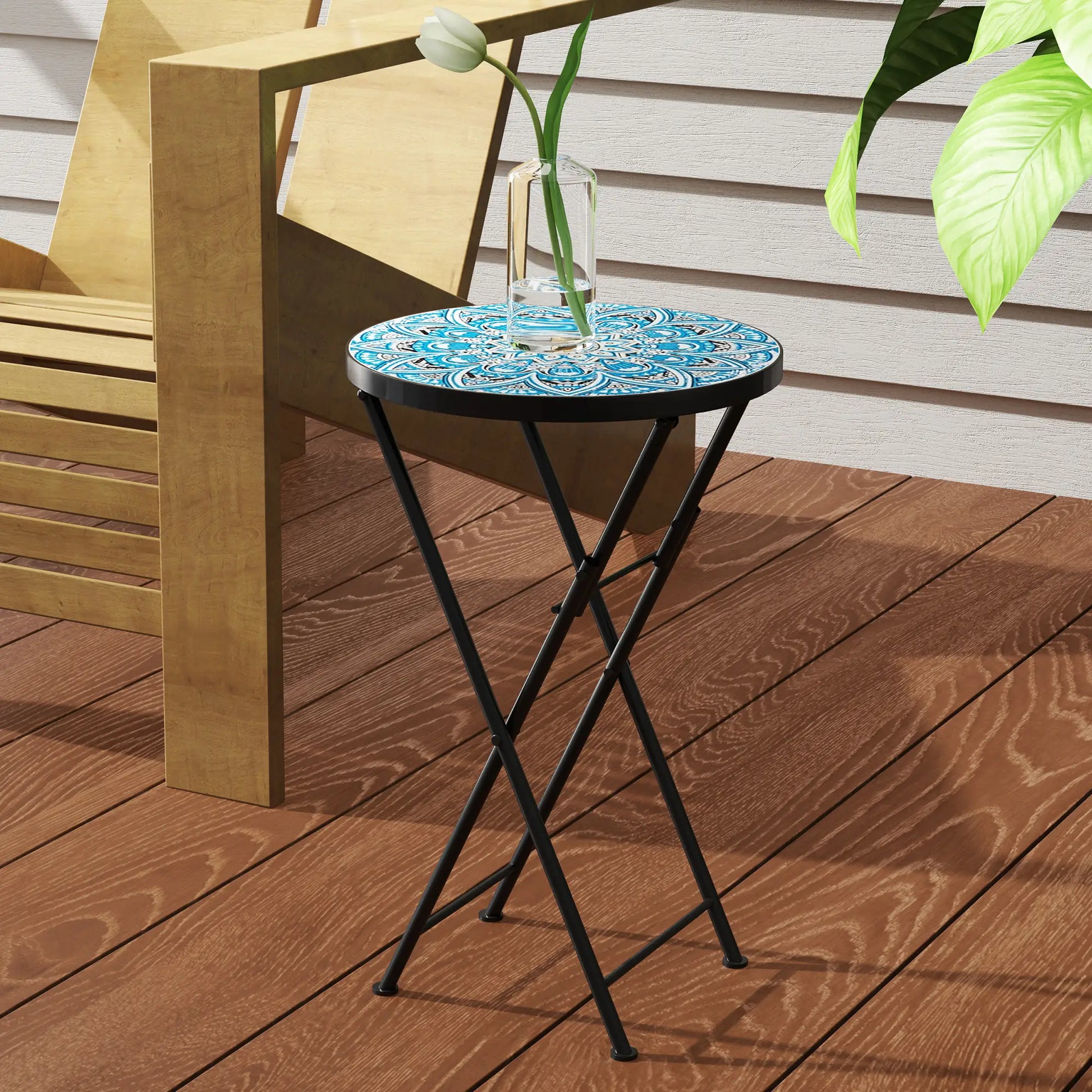 Nancy's Cingoli Balkontafel - Tuintafel - Bijzettafel voor buiten - Bistrotrafel - Keramiek - ± Ø35 x 55 cm