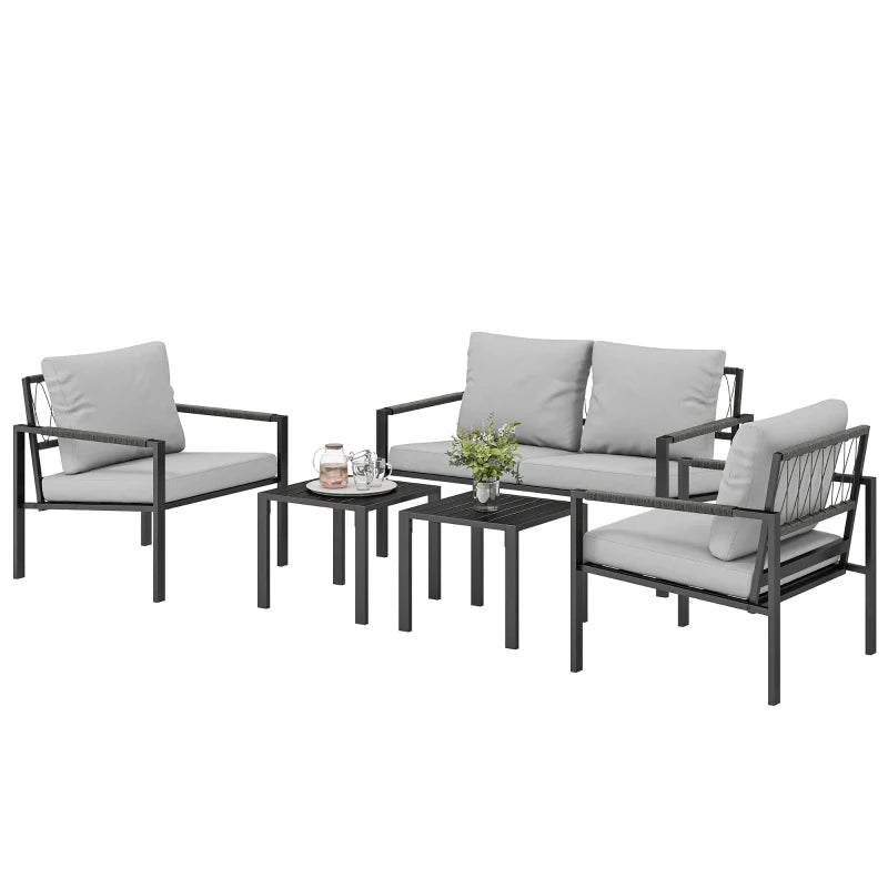 Nancy's Sassetta Loungeset - 5-Delige Terrasmeubelset - Tuinset - Grijs