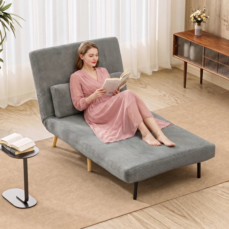 Nancy's Varazze Slaapfauteuil - Slaapbank - Slaapstoel - Verstelbare rugleuning - Grijs - Corduroy