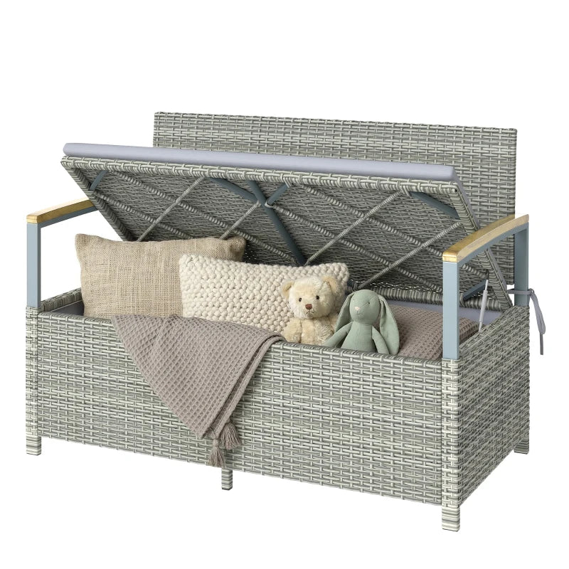 Nancy's Salorno Tuinbank - Parkbank - Bank voor buiten - Grijs / Natuurlijk hout - Rotan - ± 120 x 60 x 85 cm