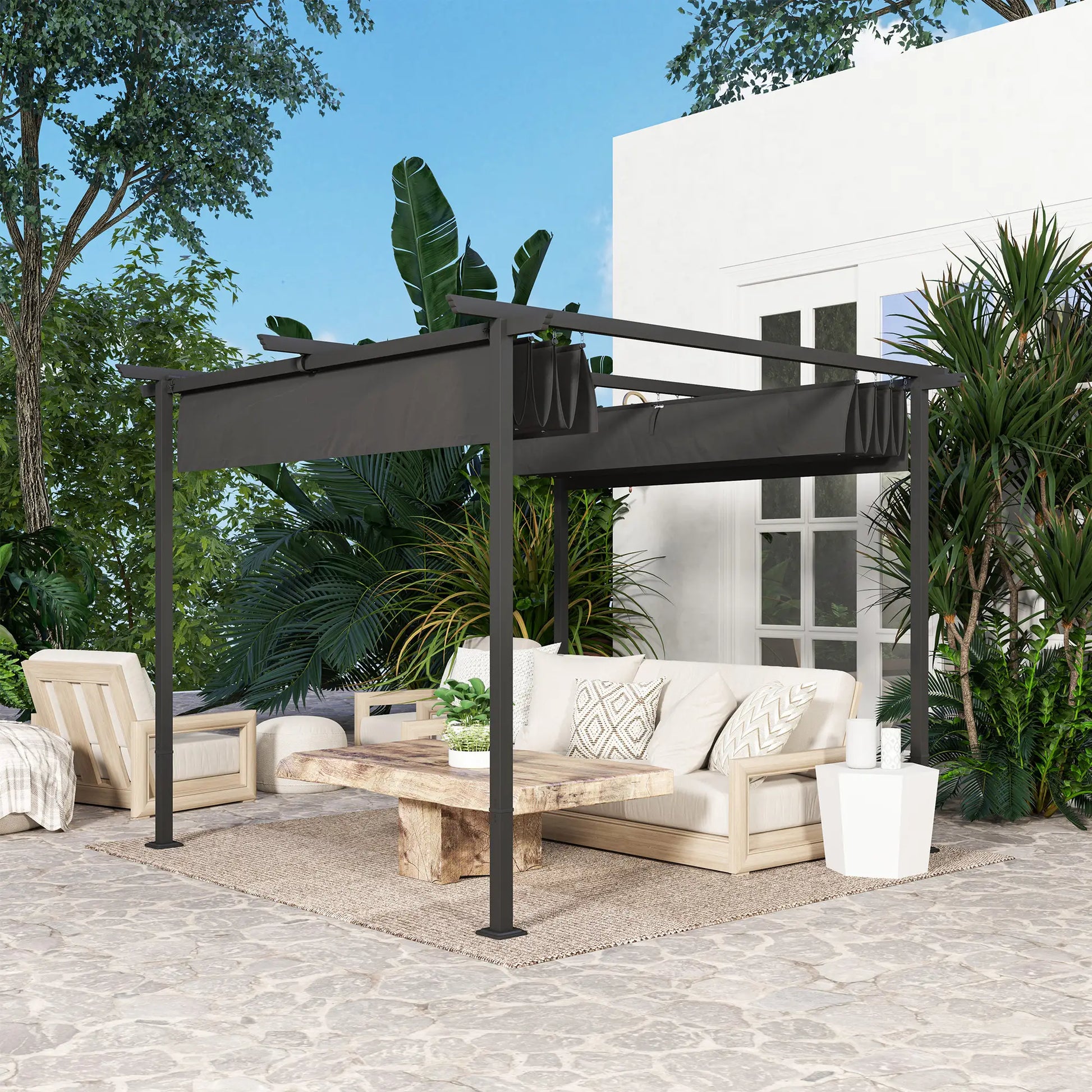 Nancy's Calcara Pergola - Paviljoen - Terras Overkapping - Grijs - ± 300 x 300 x 230 cm