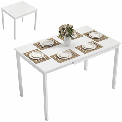 Nancy's Rosolina Eettafel Rechthoekig - Keukentafel - Uitschuifbaar 80-120 cm - Wit - MDF / Staal