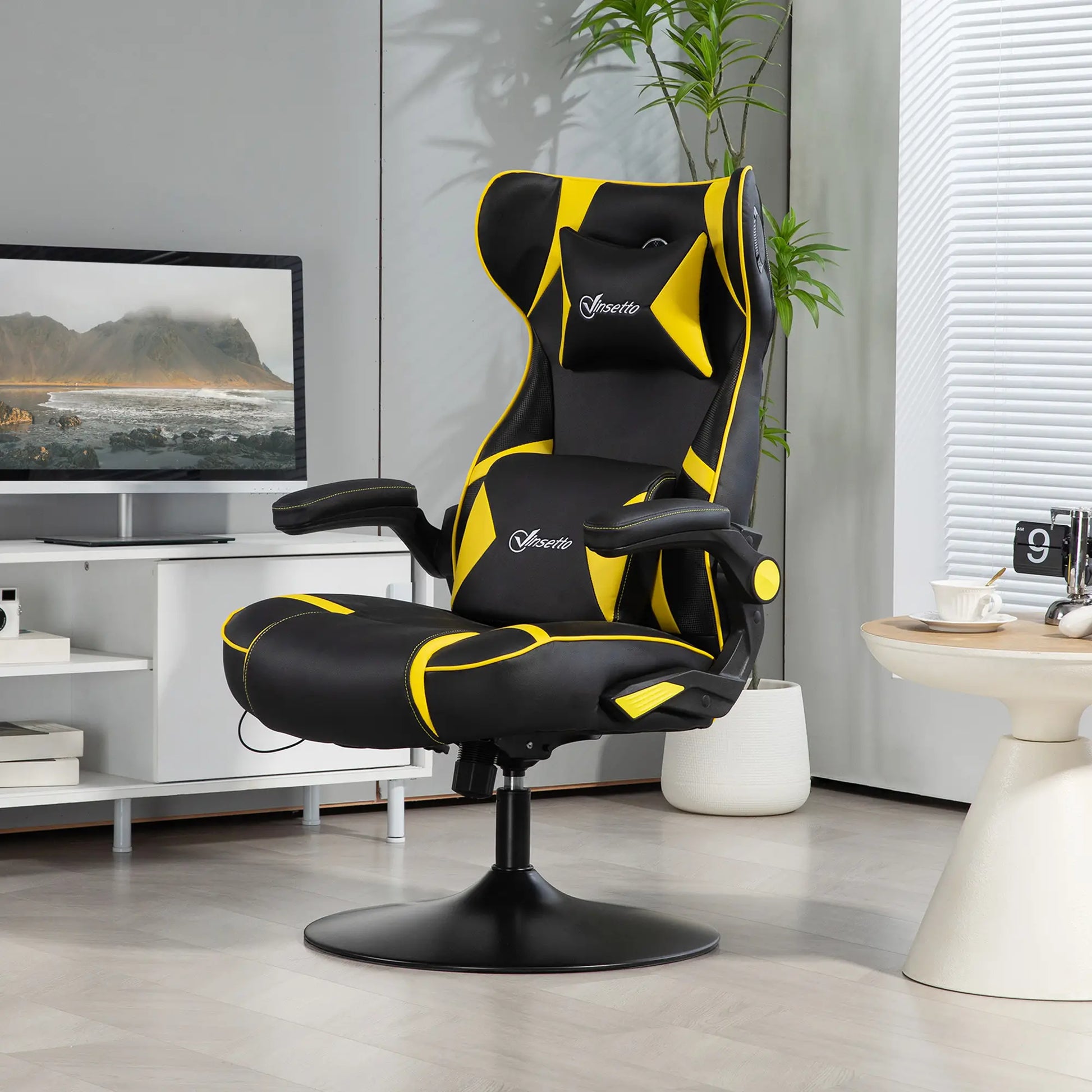 Nancy's Mangualde Gamestoel - Gaming Stoel - Bureaustoel - Bluetooth Speakers - Aanpasbaar - Zwart / Geel