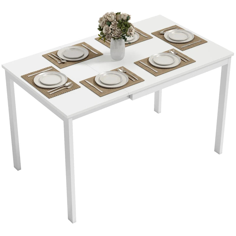 Nancy's Rosolina Eettafel Rechthoekig - Keukentafel - Uitschuifbaar 80-120 cm - Wit - MDF / Staal