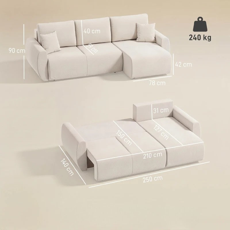 Nancy's Staletti Slaapbank - Logeerbed - Ligbank - Opbergruimte - Crèmewit - Velours