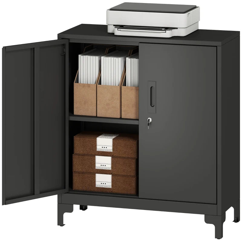 Nancy's Misilmeri Archiefkast - Kantoorkast - Dossierkast - Bureaukast - Zwart - Staal - ± 80 x 35 x 90 cm