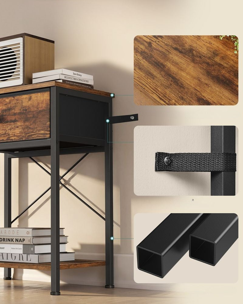 Nancy's Thiesi Nachtkastje - Geïntegreerd oplaadstation met USB-poorten - Vintagebruin - ± 40 x 30 x 60 cm