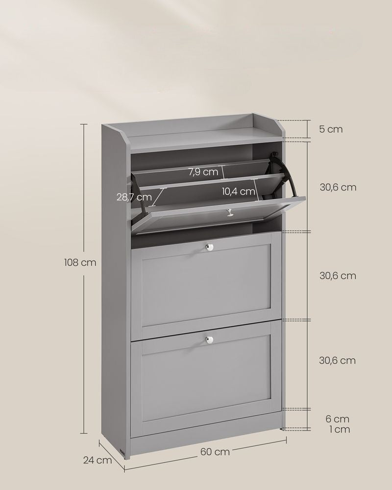 Nancy's Sortelha Schoenenkast - Schoenenrek - Grijs - ± 60 x 25 x 110 cm