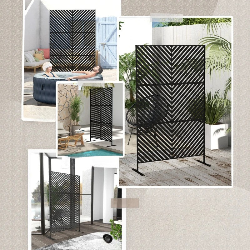 Nancy's Sciacca Privacyscherm - Tuinscherm - Tuinafscheiding - Tuinwand - Zwart - Staal - ± 120 x 45 x 200 cm