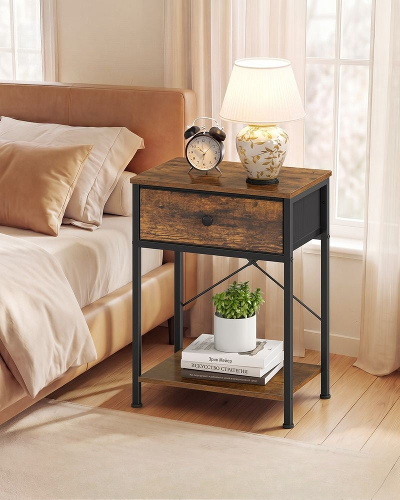 Nancy's Thiesi Nachtkastje - Geïntegreerd oplaadstation met USB-poorten - Vintagebruin - ± 40 x 30 x 60 cm