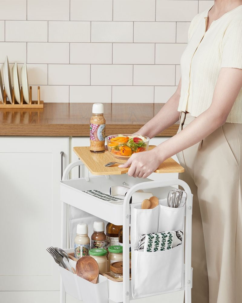 Nancy's Monzone Trolley - Keukentrolley - Serveerwagen - Wit - Staal - ± 45 x 30 x 75 cm