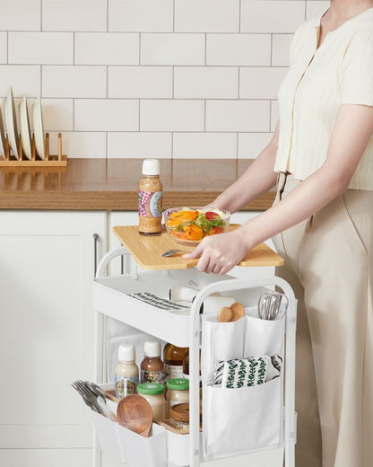 Nancy's Monzone Trolley - Keukentrolley - Serveerwagen - Wit - Staal - ± 45 x 30 x 75 cm