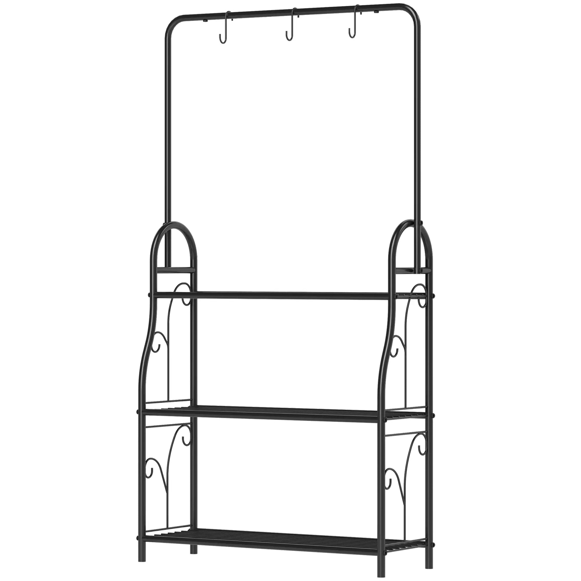 Nancy's Runa Plantenrek - Plantenstandaard - Bloemenstandaard - Zwart - Staal - ± 75 x 25 x 135 cm